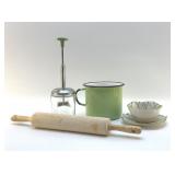 ENAMEL OVERSIZED CUP, ROLLING, PIN, CHOPPER,