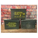 3 US MILITARY METAL AMMO BOXES
