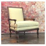 FRENCH STYLE UPHOLSTERED WOOD ARMCHAIR