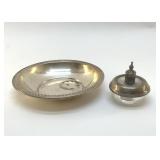WHITING STERLING TABLE LIGHTER, SILVERPLATE BOWL