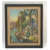 ROMANTIC FLORAL LITHO FRAMED
