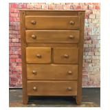 VTG SOLID WOOD 6 DRAWER CHEST OF DRAWERS