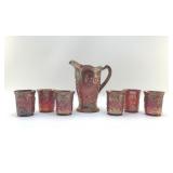 IMPERIAL SUNSET FIELD FLOWER PITCHER, GLASSES