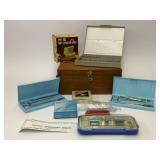 BOX ASSORTED MICROSCOPE SLIDES TOOLS PENTOOL