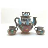 TLAQUEPAQUE MEXICAN RED POTTERY TEA SET