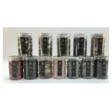 12 ASSORTED GEMSTONE CONTAINERS FULL