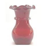 KANAWHA RUBY RED CRACKLE BLOWN VASE