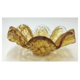 MURANO VETRO ESEGUITO YELLOW CHECKER GLASS BOWL