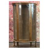 VTG OAK BOWFRONT CURIO CABINET