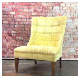 VTG YELLOW VELVET TUFTED ACCENT CHAIR