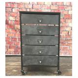 FAUX CONCRETE 5 DRAWER ROLLING CART
