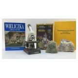 WOLFE CADET MICROSCOPE, BOOKS, MINERALS