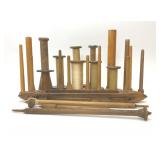 ASSORTED WOODEN TEXTILE SPOOLS BOBBINS