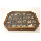 ASSORTED ROCKS & MINERALS GLASS DISPLAY