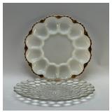 1950S MILK, GLASS EGG PLATE, BUBBLE PLATE
