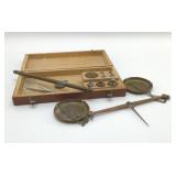 ANTIQUE GOLD SCALES IN CASE 9"