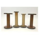 4 VTG WOODEN TEXTILE SPOOLS BOBBINS