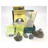 FAUX MALACHITE BOX W/ CRYSTAL FINIAL WITH CONTENTS