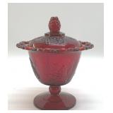 INDIANA GLASS RUBY RED COMPOTE LIDDED