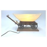 VTG WOODEN COVERED WAGON WESTERN LAMP