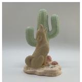 SOUTHWEST HOWLING COYOTE, CACTUS STATUE