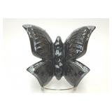 FENTON ART GLASS BLACK BUTTERFLY CANDLEHOLDER