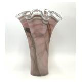HUGE 16" LAVENDER MURANO GLASS HANDKERCHIEF VASE