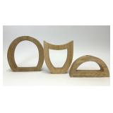 3 MANGO WOOD TABLETOP CANDLEHOLDERS