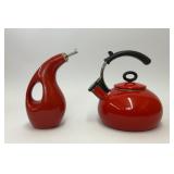 RED METAL TEA KETTLE & RACHEL RAY OLIVE OIL