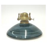 CERAMIC POTTERY OIL LAMP BLUE SWIRL