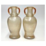 2 1920s TURNER MARIGOLD IRIDESCENT GLASS VASES