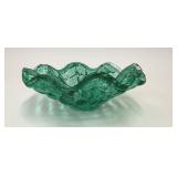MURANO VETRO ESEGUITO GREEN CHECKER ART GLASS BOWL