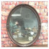 VTG OVAL WOOD WALL MIRROR