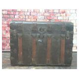 LARGE ANTIQUE DOME TOP STEAMER TRUNK