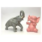 2 VTG CERAMIC ELEPHANT STATUES