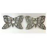 2 SILVERPLATE BUTTERFLY WALL HANGING TRIVETS
