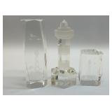 3 CRYSTAL LIGHTHOUSES 6 INCHES