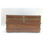 WOOD TRUNK WITH BRASS ACCENTS