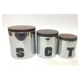 MCM METAL CANISTER SET WOOD LIDS