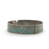 MEXICAN SILVER & TURQUOISE BRACELET 6 1/2 "