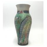DEBBIE HAMILTON GREEN BLUE SPLASH ART POTTERY VASE