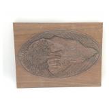 HANDCRAFTED EAGLE AND BEARS WOOD CARVING