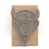 HANDCRAFTED BUFFALO HEAD WOOD CARVING