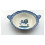 L.A. POTTERY BLUE STIPPLE ROOSTER BOWL