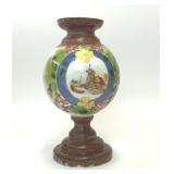 ANTIQUE HAND PAINTED WINDMILL MILK GLASS VASE