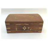 VTG BRASS INLAID  JEWELRY BOX