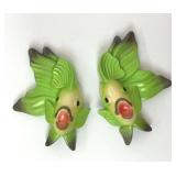 2 1970 MILLER STUDIO GREEN FISH CHALKWARE PLAQUES