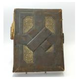 ANTIQUE 1870s-80s PHOTO ALBUM BRASS ACCENTS