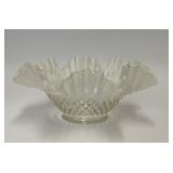 VTG FENTON OPALESCENT RUFFLED HOBNAIL GLASS BOWL