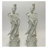 PAIR WHITE PORCELAIN CHINESE KUAN YIN FIGURES